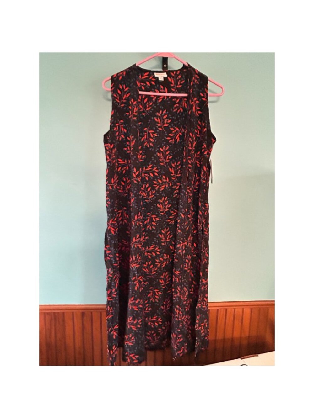 LuLaRoe Sleeveless Long Leaf Print Duster Size Small